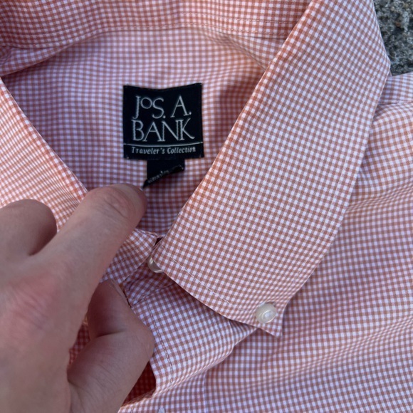 JOS. A. BANK. Travelers Edition Short Sleeve Pink Shirt 17 Button Down Men’s - Picture 4 of 4